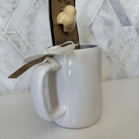 Rae Dunn Chirp White Mug with Yellow Chick Mug Charm New - Picture 3 of 9